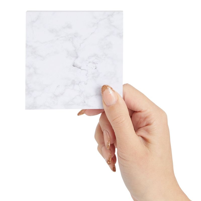 Paper Junkie 6 Pack Marble Sticky Notes, Memo Notepads with 100 Sheets Each for Office Supplies, 6 Designs, 3.5 In, 5 of 10