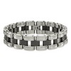 Black Bow Jewelry Men's 17mm Stainless Steel Black Ceramic Panther Link Bracelet, 8.5 In - 3 of 4