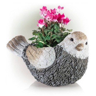 11" Planter Indoor Outdoor Bird Shaped - Alpine Corporation: Magnesia, Garden Decor, No Assembly