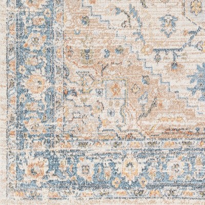 Estill Blue and Beige Washable Polyester Runner Rug 2'7" x 7'3"