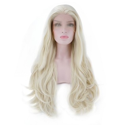 Unique Bargains Women Long Natural Curly Lace Front Wigs with Wig Cap 24" 1PC