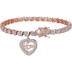 14k Rose Gold Plated Diamond Accent Tennis Bracelets Bracelets with Accent S-Link Chain - 1 of 4