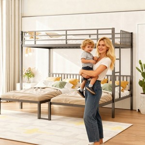 Metal Triple Bunk Bed, 3 Twin Size Beds In One Frame, No Box Spring Needed Noise Free For Multi-Child Families Student - Bed Bath & Beyond - 41204422