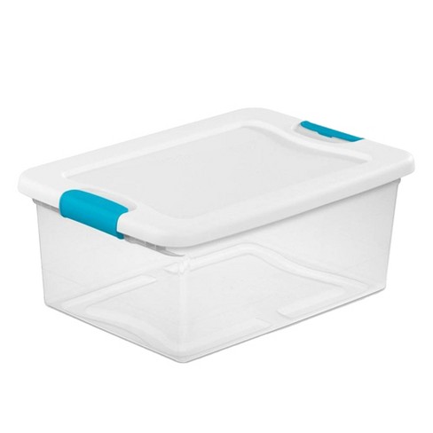 Sterilite 18 Qt Clear Plastic Stackable Storage Bin w/ White Latch