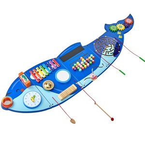 VEVOR Orca Activity Wall Busy Board Panels, 12 Activities, Montessori Sensory Wall Toy for Kids 3-12 Years, Blue - 1 of 4
