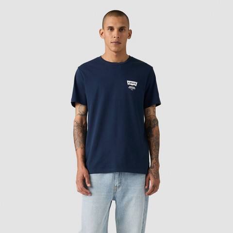 Мужские футболки Levi's Men's Standard Fit Short Sleeve Graphic Crewneck T-Shirt - Navy Blue XL