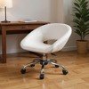 HomeRoots White and Silver Faux Leather Adjustable Height Swivel Rolling Office Chair - 2 of 4
