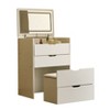Racxily 3-in-1 Vanity Desk with Mirror & Lights, Glass Tabletop with 3 Drawers & Storage Bench for Bedroom - 2 of 4