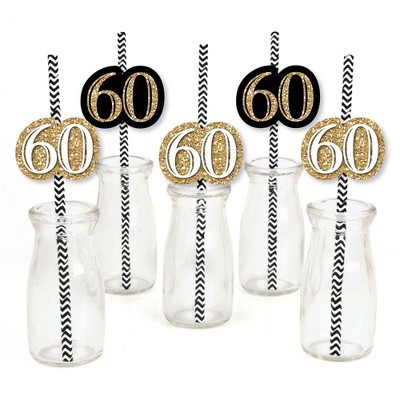 Big Dot Of Happiness Adult 60th Birthday - Gold - Paper Straw Decor ...