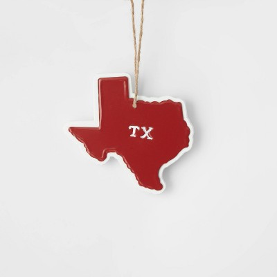 3.75'' Red Metal Texas on White Wood Christmas Tree Ornament - Wondershop™