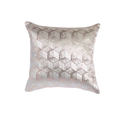 18"x18" Shimmer Metallic Geometric Square Throw Pillow White - Sure Fit