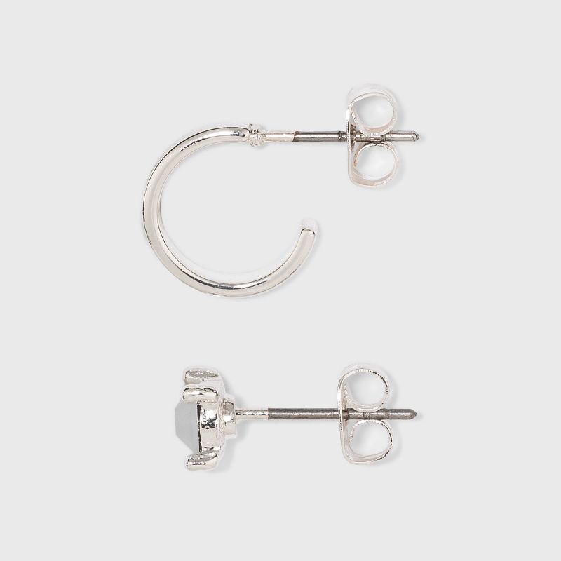 Zinc Stud Earring Set 8pc- A New Day&#8482; Silver, 2 of 3