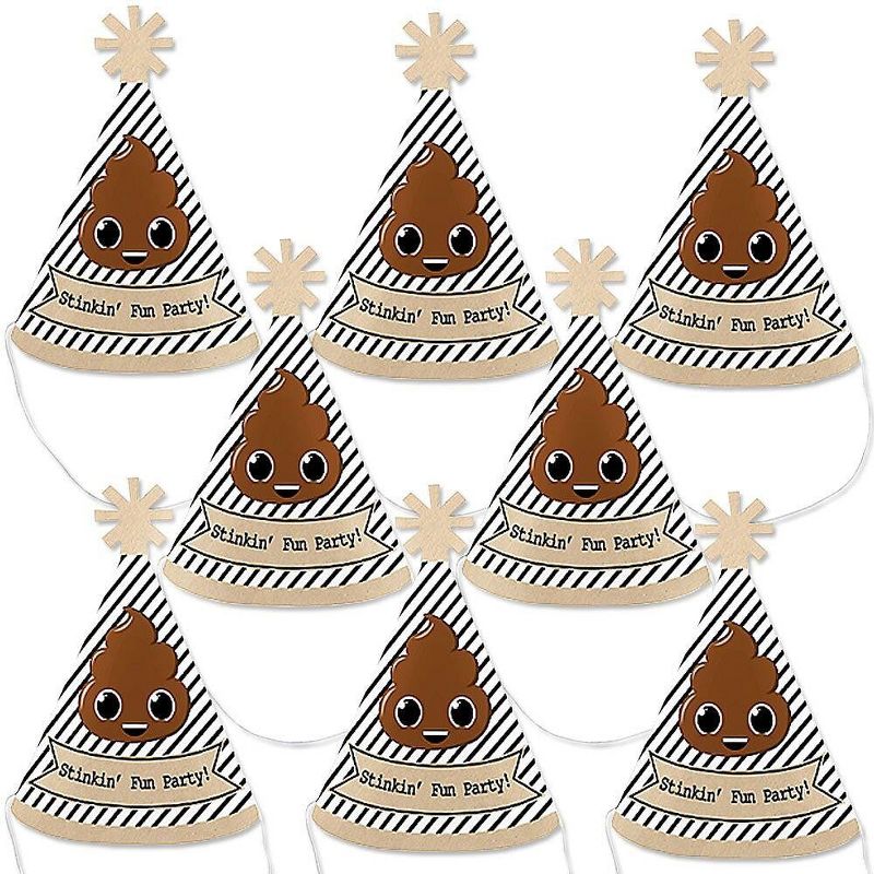 Big Dot of Happiness Party 'Til You're Pooped - Mini Cone Poop Emoji Party Hats - Small Little Party Hats - Set of 8, 1 of 9