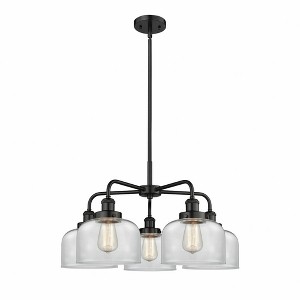 Bell - 5 Light Stem Hung Chandelier In Art Deco Style-14.75 Inches Tall and 26 Inches Wide - 1 of 1