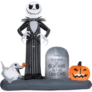 Nightmare Before Christmas Airblown Inflatable Jack Skellington Halloween Town Scene Disney, 6 ft Tall, Multi - 1 of 4