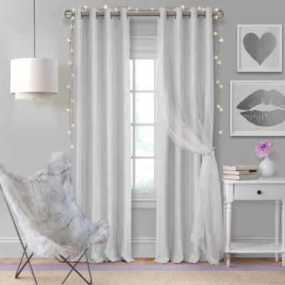Pearl Gray Kids Room Darkening Faux Silk Curtain Panel