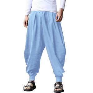 COOFANDY Men Harem Pants Baggy Linen Cotton Boho Yoga Pants Summer Beach Pants Casual Drop Crotch Trouser - 1 of 4