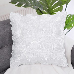 PiccoCasa 3D Satin Rose Floral Shells Art Cushion Throw Pillow Cover for Bed Sofa 1 Pc - 1 of 4
