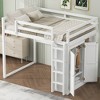 QingMoon Full Size Loft Bed, Solid Wood Loft Bed Frame, with Wardrobe, Stairs, Storage Shelves and Safety Guard for Kids, Teens and Adults - 3 of 4