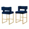 KTMBDW Bar Stools Set of 2, Counter Height 26'' Barstool Velvet Bar Stools with Back and Gold Legs, Kitchen Bar Chairs - 2 of 4