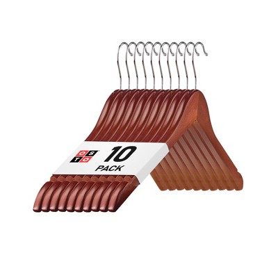 Osto Premium Wooden Suit Hangers With Rubber Grips, Smooth Finish