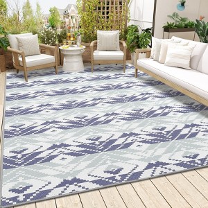Indoor Outdoor Area Rug 5x8 Waterproof Plastic Straw Rug Stain & UV Resistant Easy to Clean Portable Outdoor Rug for Patio Backyard Beach Camping - 1 of 4