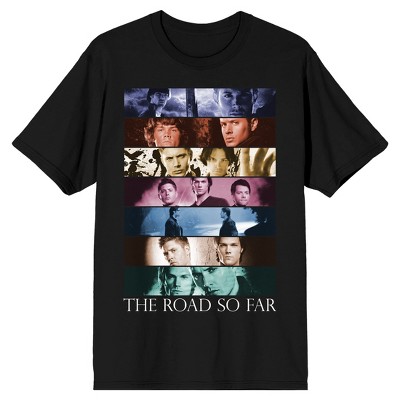 Supernatural TV Series Men's Road So Far Winchester Brothers Black Graphic T-Shirt