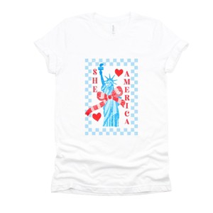 Simply Sage Market She Loves America Checkered Short Sleeve Tee - 1 of 4