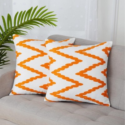 Floral Embroidered Throw Pillow Covers - Set of 2 Decorative Modern Pillowcases for Living Room & Bedroom