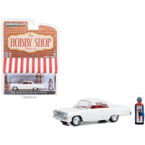 1963 Chevrolet Bel Air White w/Orange Interior & Vintage Gas Pump The Hobby Shop Series 15 1/64 Diecast Model Car by Greenlight - 1 of 3
