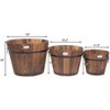 VINGLI 3 PCS Large Wooden Planter Barrel Set, 11.5"(Dia)- 18"(Dia) Real Wood Indoor/Outdoor Flower Pot - 2 of 4