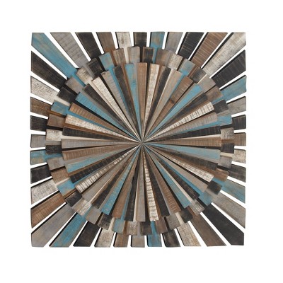 36" x 36" Farmhouse Square Slat Type Color Wheel Design Wooden Wall Decor - Olivia & May