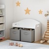 Ruvalino Decorative Storage Cabinets Toy Bench with Fabric Drawers for Kids Room Nursery, White, 24.61"*11.81"*19.09" - 2 of 4