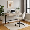 Royal Hampton Wooden Desk with 2 Drawers and Metal Frame, Washed White and Black - 2 of 4