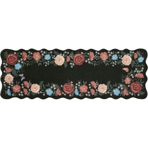 Vintage Floral Runner Rug Washable Low Pile, Non-Slip Distressed Carpet for Entryway Living Room Bedroom, Faux Wool Soft Area Rug - 1 of 4