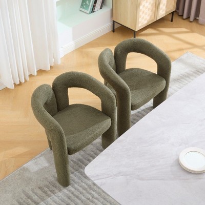 NicBex Set of 2 Modern Accent Chair,Teddy Barrel Side Chairs,Upholstered Armchair for Bedroom,Reading Room