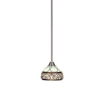 Toltec Lighting Paramount 1 - Light Pendant in  Brushed Nickel with 7" Royal Merlot Art Glass Shade
