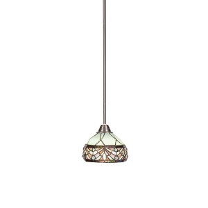 Toltec Lighting Paramount 1 - Light Pendant in  Brushed Nickel with 7" Royal Merlot Art Glass Shade - 1 of 1