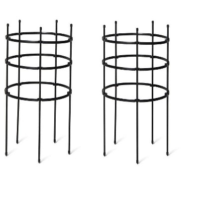 Titan Large Black Metal Peony Plant Support Stakes Set of 2