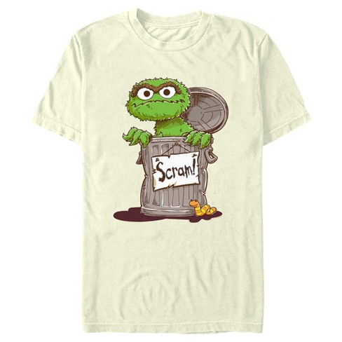 Men's Sesame Street Oscar Scram Sign T-shirt - Beige - 3x Large : Target