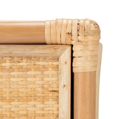 Natural Bamboo and Rattan 1-Drawer Nightstand with Shelf