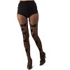 Memoi Women's Flutter of Butterflies Flocked Sheer Tights Black M-L - 2 of 4