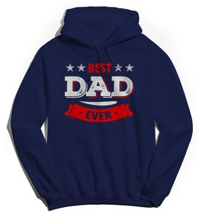 Rerun Island Men's Best Dad Ever Long Sleeve Graphic Cotton Sweatshirt Hoodie - 1 of 3