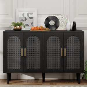 FONTOI 30" Sideboard Cabinet with Rattan Doors, Kitchen Cabinet with Storage, Farmhouse Large Cabinet for Entryway Dining Room, 47.2"*13.8"*29.9" - 1 of 4