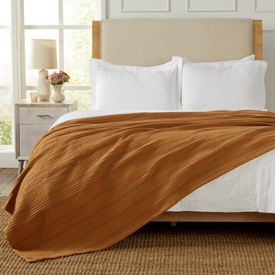 Copper Full Cotton Waffle Knit Reversible Bed Blanket