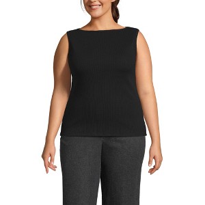 Lands' End Women's Sleeveless Pointelle Rib Boat Neck Tank - 1 of 4