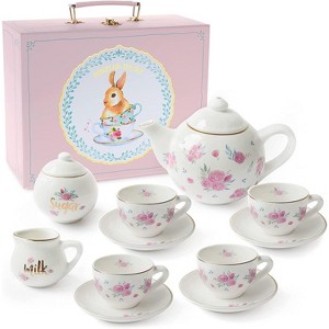 Jewelkeeper 13-Piece Porcelain Tea Party Set with Polka Dot Design - 1 of 4