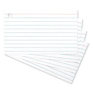 Universal Ring Index Cards, Ruled, 3 x 5, White, 100/Pack - 1 of 4