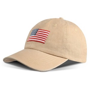 Solaris Embroidered American Flag Baseball Hat, 4th of July Patriotic Sports Tennis Sun Cap for Mens Womens Teens - 1 of 4