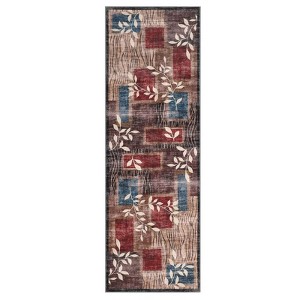 Indoor Modern Soft Non Slip Area Rugs with Leaf Print for Bedroom Living Room, Washable Low Pile Dining Room Carpet for Home Office - 1 of 4